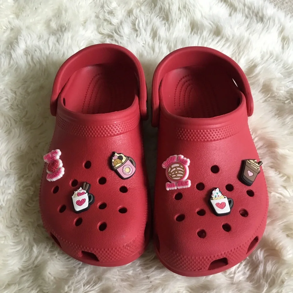 CROCS Red Kids' Clogs with Cute Charm Accents